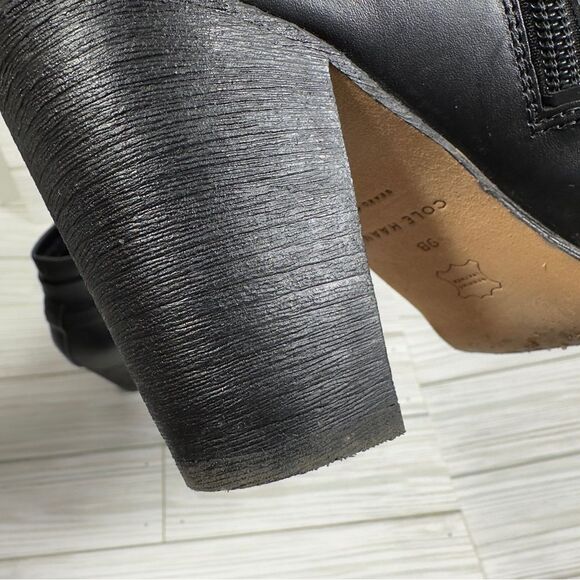 COLE HAAN CHUNKY HEEL LEATHER ANKLE BOOTIE SZ 9 - Picture 11 of 12